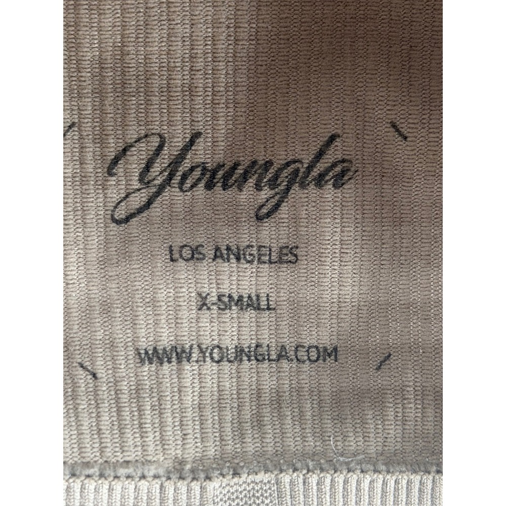 Youngla Women Ribbed Long Sleeve Crop Top Taupe Brown Square Neck XS YLAW-1157 - Picture 4 of 6